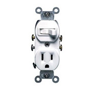 Leviton Stacked Receptacle/ Toggle Switch - Ivory