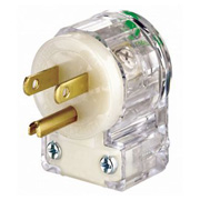 Leviton 15A Angle Plug, Transparent Body